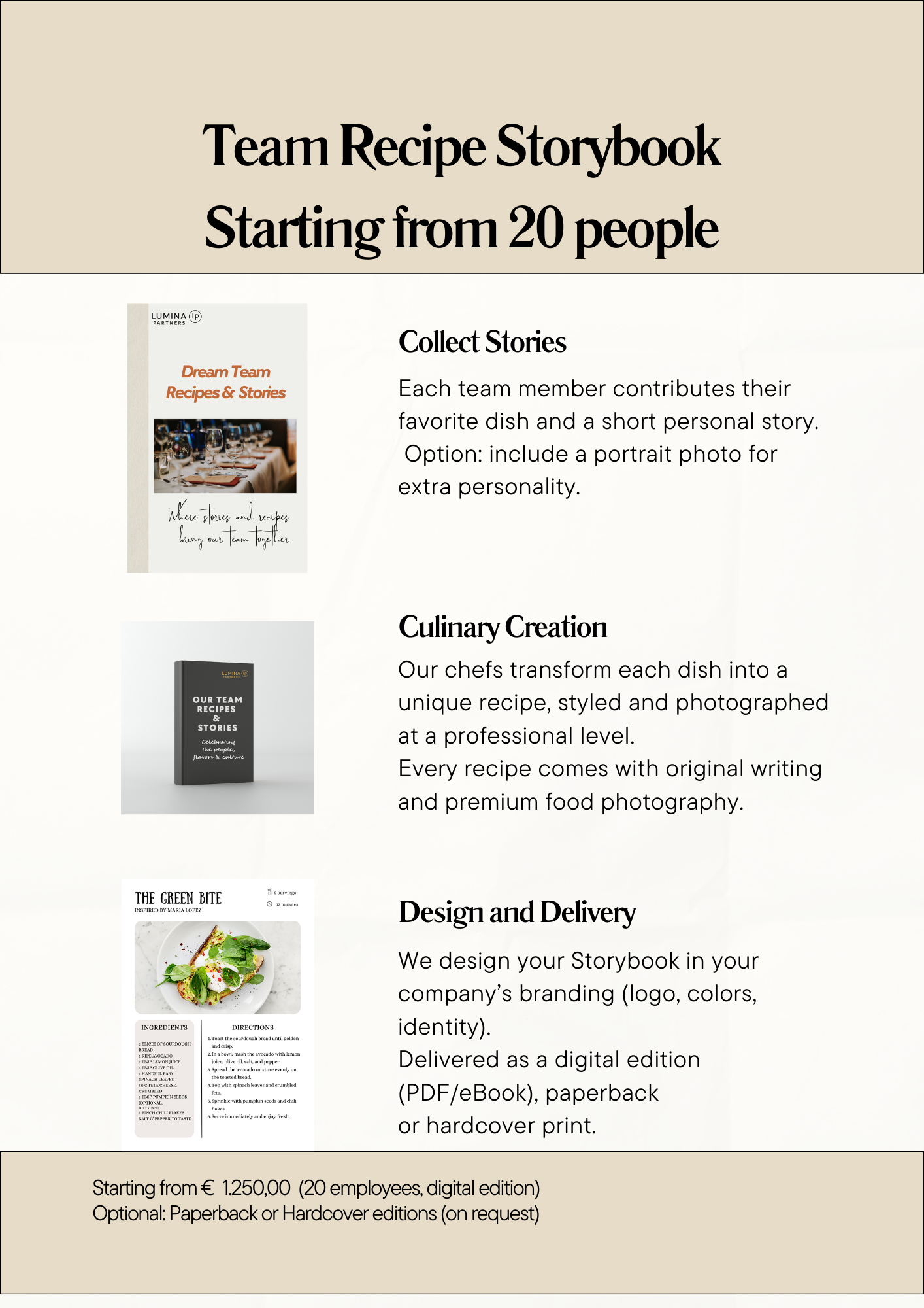 Custom Team Recipe Storybook - Starting from 20 people