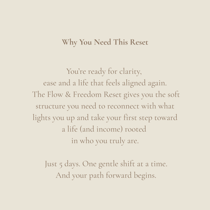 Flow and Freedom Reset